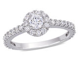 1.00 Carat (ctw I1-I2, H-I) Diamond Halo Engagement Ring in 14k White Gold
